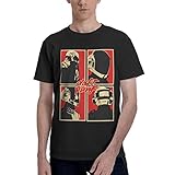 American Disco Daft Music Punk Youth & Adult Men Guys Youth Men Short Sleeve T-Shirts, Round Neck Top Retro Shirt Vintage Cool Custom Tees Clothes - Large Black