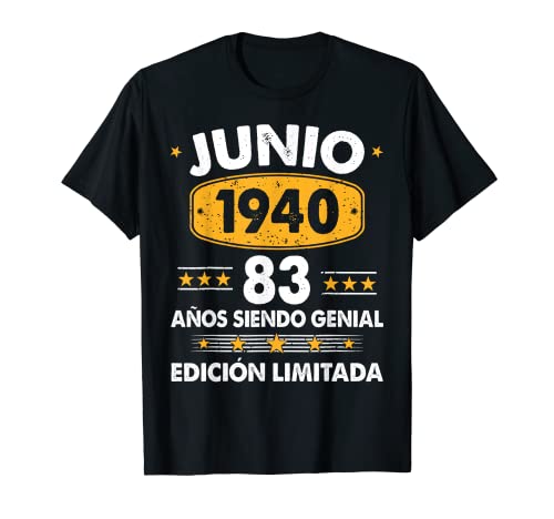 Hombre 83 Años Cumpleaños Regalo Hombre Junio 1940 Junio 83 Años Camiseta