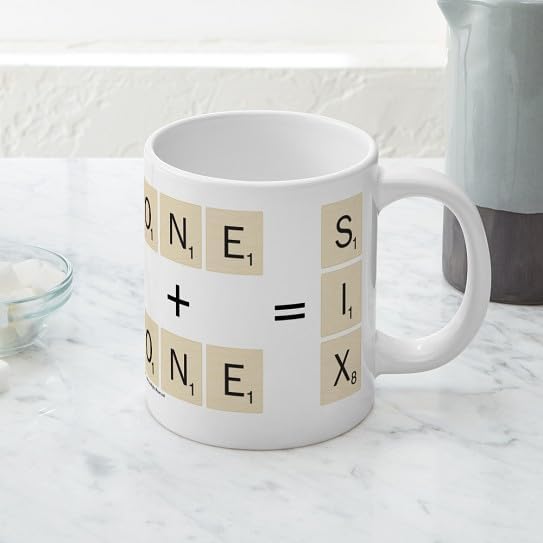 CafePress Scrabble One + One = Six 20 Oz Ceramic Mega Mug 20 oz Ceramic Coffee Mega Mug