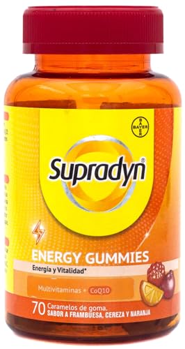 Supradyn Energy Gummies Multivitaminas con vitaminas A, C, D, E, B6, B12, biotina más coenzima Q10 - Multivitamínico para hombre y mujer - 70 caramelos de goma