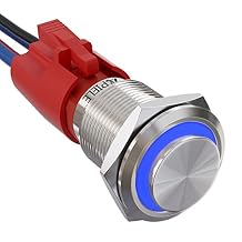 19mm Momentary Push Button Switch, APIELE 10A 1NO Stainless Steel IP65 Waterproof Switch 12-24V LED High Round
