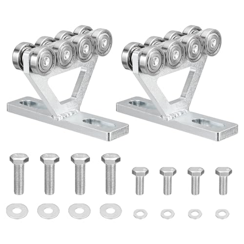 sourcing map Carro de Polipasto de 8 Ruedas con Rodillos, Montaje para Uso con Canal de Riel de Soporte de 1-5/8 de Ancho y Todo Canal de Riel de Soporte de 1-5/8, 2 Pares