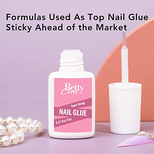 Brush On Nail Glue With Nail Glue Remover Kit, Bettycora Strong Glue On Nails Debonder Glue Off For Press On Nail False Nail Tips #TOP7