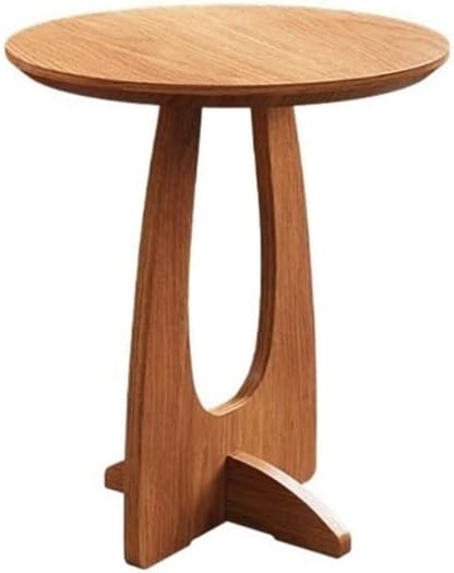 Side Table, Mid-Century Modern Sofa Side Table Round Wooden Small Coffee for Living Room Nightstand Balcony(Brown)