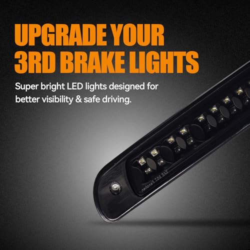 Image of Third 3rd Brake Light, LED High Mount Stop Light Replacement for 2000 2001 2002 2003 2004 2005 2006 Toyota Tundra, Rear Center Cab Roof Tail Cargo Lamp (Black)