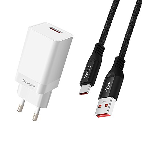 iMangoo OnePlus 6T Dash Cargador, 5V 4A Dash Cargador Set con 3.3 pies USB C Nylon Trenzado Cable Compatible con OnePlus 6 6T OnePlus 5 5T OnePlus 3 3T Bullets Wireless