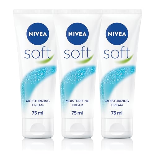 NIVEA Moisturising Cream Soft Refreshing for Face Body Hands Fast Absorbing Tube 3x75ml