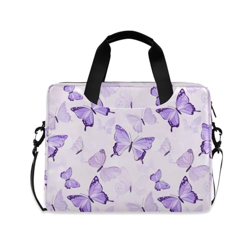 Bolso maletín para laptop con diseño mariposas moradas miniatura 1