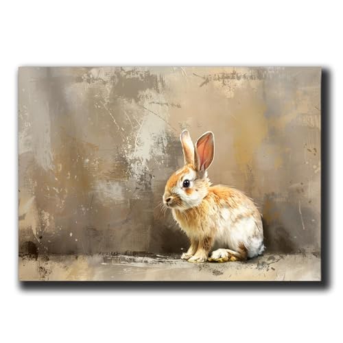 Easter Rabbit Bunny Print, Rustic Hare Cottagecore Print, Animal Wall Art Painting Decor, Boho Vintage Wall Art, Nursery Decor, Rabbit Portrait Art, Art Print, Arts -  StoreUSA99