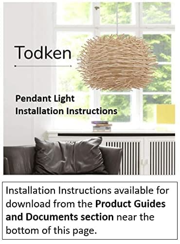 Todken Bamboo Pendant Light | Large Handwoven Wicker Light Fixture | Rattan Pendant Light for Dining Room, Kitchen, Restaurant | 20" x 12" Chandelier - Image 7