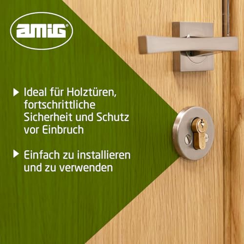 AMIG - Sicherheits-Türschloss für Türen - Größe 100 (50-50) - 6 Stifte - Anti-Bohrschutz-System - 15 mm Leiste - Inklusive 5 Messing-Schlüssel mit Spitze und 100 mm Schraube - Polierte Oberfläche