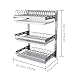 WWWHZGYS Dish Rack Wall Mounted,Hanging Dish Drying Rack,3 Tier Stainless Steel Dish Rack,Adjustable Length Drain Rack.with Drain Tray,Hooks（Silvery）