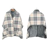 forestfish Flannel Wearable Blanket with Pockets, Cozy Soft Plaid Throws Blanket for Lap Bed Sofa Of