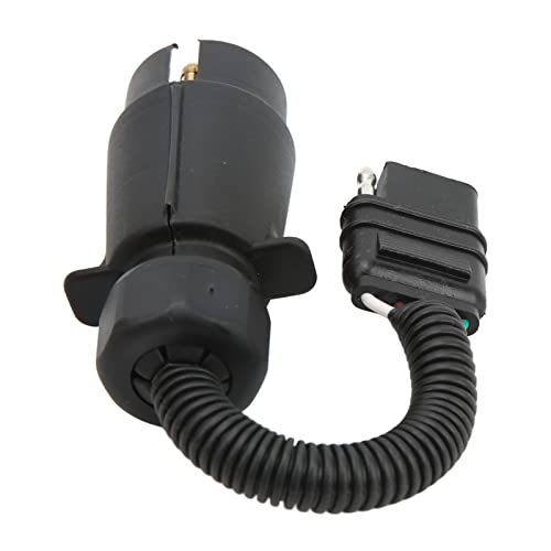 Enchufe Adaptador de Cable de Remolque, 7 Pines Redondos de la UE a 4 para Luces de RV Cableado Connec US Conector de Latón ABS Plano