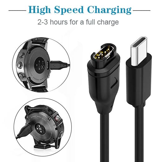 [2-Pack] Type C Chargers Compatible for Garmin Venu 4 41mm/45mm, UCB-C Charging Cable & Dock & Port Protector