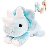 uoozii 24' | 5 Pounds Blue Dinosaur Weighted Stuffed Animals with Unscented Microwavable Heating Pad, Cute Coolable Heatable Weighted Plush Warm Gift for Kids & Adults