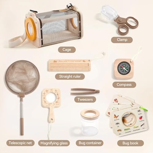 Jessruly Bug Catcher Kit – 9PCS Outdoor Nature Exploration Set with Bug Box, Butterfly Habitat, Worm Farm, Magnifying Glass & More – Educational Science Kit for Young Explorers - Image 2