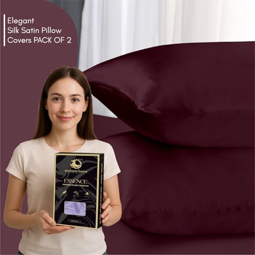 Image of 300 TC Art Silk Satin Pillow Cover Set | Durable Satin Pillow Cover with Envelope Closure | Luxury Satin Pillow Covers | Cozy Satin Pillow Covers (2, Velvet)