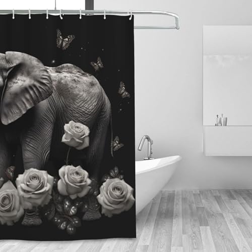 Rideau de douche imperméable éléphant 183x183 cm anti-moisissure - 7