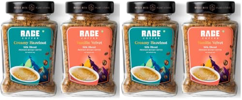Image of Rage Coffee Silk Blend Instant Coffee | Creamy Hazelnut & Vanilla Velvet Silk Blend Flavoured Coffee 60 GMs Each | Premium, Bold & Smooth | Pack of 4