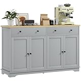 HOMCOM Sideboard Buffet Cabinet with Storage, 55' Modern Kitchen Cabinet with 4 Doors, 2 Drawers and 2 Adjustable Shelves, Coffee Bar Cabinet, Gray