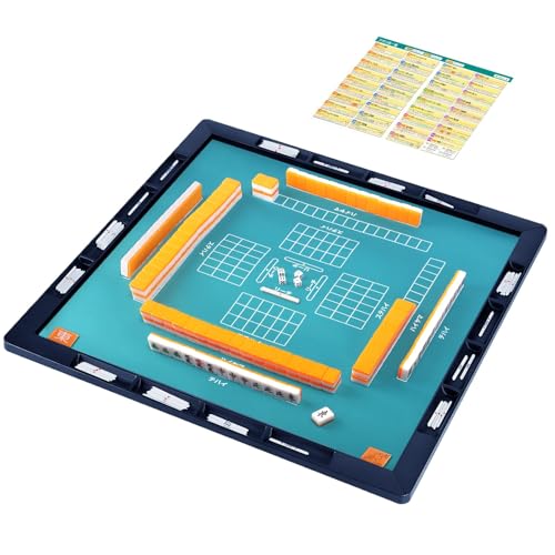 「KAYUSO」麻雀マット 麻雀牌セット ガイド付きマット 収納ケース&麻雀牌ホルダー付 持ち運び便利 キャリーバッグ付 点数計算早見表 役一覧表 サイコロ 静音 家庭用 旅行用 初心者