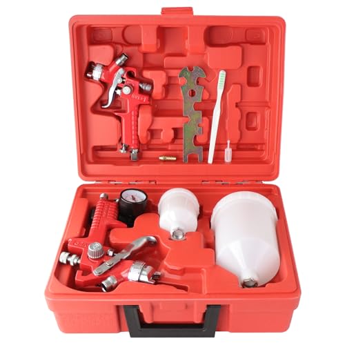 HVLP Lackierpistole Set 2er – Auto Spritzpistole mit 0,8 mm & 1,4 mm Düsen, 125 ml & 600 ml Farbbecher, Farbsprühpistole für Autolack, Möbel, DIY Lackieren
