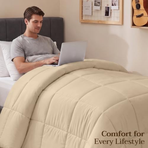 Image of Utopia Bedding Twin Comforter, Duvet Insert, Beige, 64 x 88 Inches