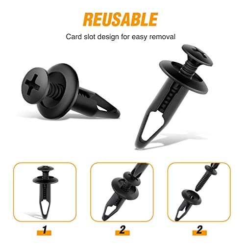 GOOACC 100PCS Bumper Rivet Clips Fastener Screw for Yamaha Rhino 450 660 700 Grizzly 600 Body Fender Hood Fuel Tank Panel Push Fastener Rivet Screw Clips