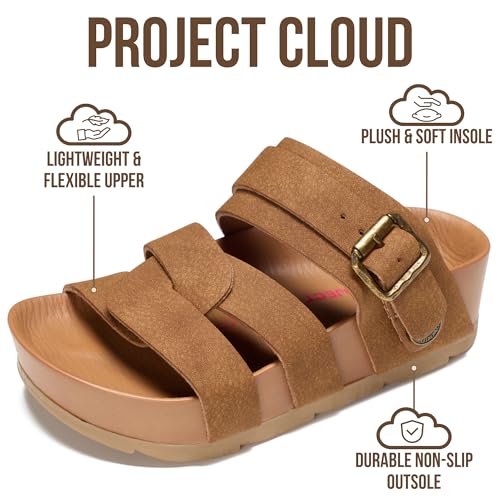 Image of Project Cloud Kids Sandals for Girls - Girls Sandals with Adjustable Buckle Closure, Comfortable Plush & Soft Insole w /Wedge Design Non-Slip Outsole
