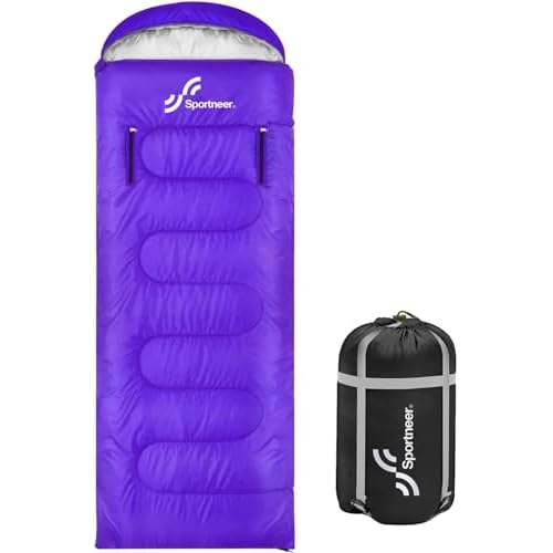 Sleeping Bags, Sportneer 4 Seasons Sleeping Bag with Zippered Holes for Arms and Feet, Warm Cold Weather Lightweight Waterproof Sleeping Bags for Kids Adults Backpacking Camping Hiking Travel