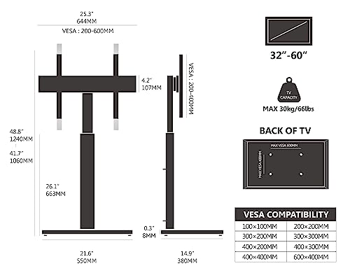 FITUEYES TV Floor Stand for 32 to 60 inch TVs, Floor Standing TV Stand with Swivel Bracket - Image 6