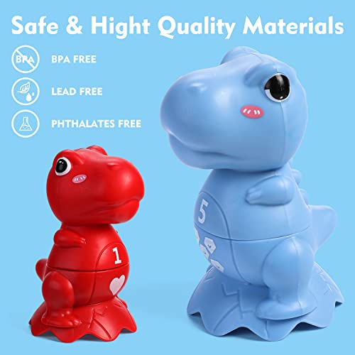 Fanelequ Stacking Dinosaur Block Toys,Counting Shape Matching Toy,Dinosaur Toys, Sensory Bin Toys,Educational Stacking Toys For Toddlers Kids Boys Girls Christmas Birthday Gifts #TOP3