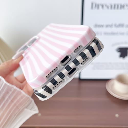 Yeddabox for iPhone 16 Pro Case Cute Striped Phone Case Soft TPU Slim Shockproof Phone Cover for Women Girls, Pink - image 5