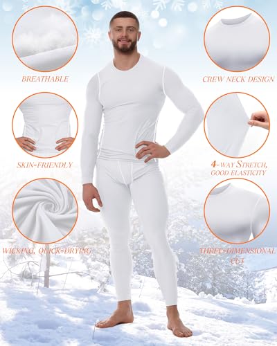 Hicarer 4 Pack Men's Thermal Compression Shirts Long Sleeve Fleece Lined Quick Dry Tops Athletic Base Layer for Winter Skiing4