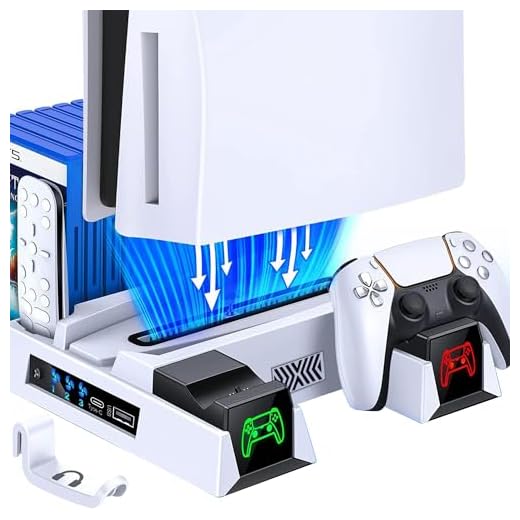 Suporte TwiHill para PS5 com Estação de Carregamento de Controlador e Estação de Refrigeração para Playstation 5 Console Edição Digital e Versão de Disco