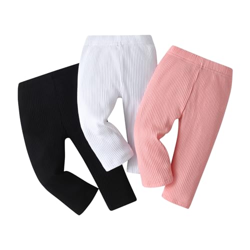 Image of Lala Bear Baby Girl Infant 3 Pack Solid Pants and Casual Leggings