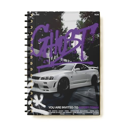 Image of zenithink JDM Street Sports Car Wiro Journal Notebook | 80 gsm Paper With 350GSM Hard Cover | Unruled | Pages - 160 | A5 Size | Wiro Binding | Versatile for School, Home & Office