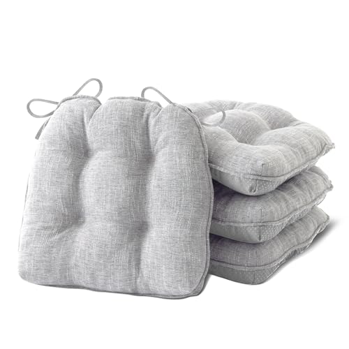 IPYNBAP Memory Foam Chair Cushions Set of 4, 15.5"x15.5"x4", Light Gray