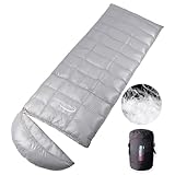 Fengzel Outdoor 手足が出せる マミー型寝 230*90(60) cm大きいサイズ ダウン率95% 850FP 600-1500gグース羽毛充填 最低使用温度－40℃ 大柄方用 ふっくら コンパクト 極限耐寒 防寒着 (グレー, 真冬用(1500gグースダウン充填))