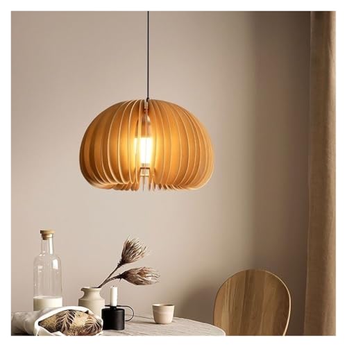 Suspension bois japonais créative - Lustre citrouille rétro 30cm chambre