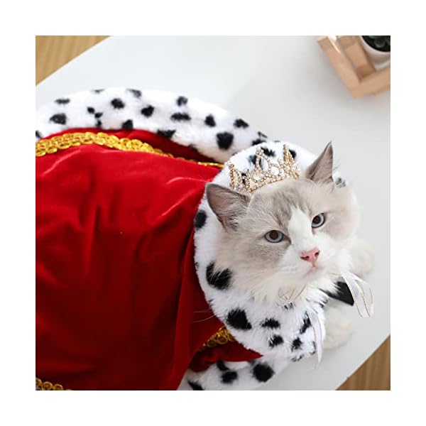 Lovelyshop pet serial lux fur cat dog cloak for halloween costumes, king queen prince and princess cosplay-s red - image 4