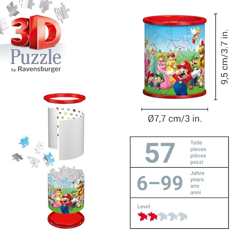 Ravensburger 3D Puzzle 11255 - Utensilo Super Mario - Stiftehalter für Super Mario Fans ab 6 Jahren - Schreibtisch-Organizer für Erwachsene und Kinder