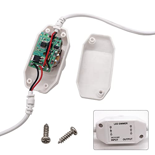 Mankk Led Strip Dimmer Switch Dc 12V-24V 2A Pwm Rotary Inline Switch White With Female Male Dc Power Connector For Outdoor String Lights Christmas Light M-K-018-W-Gm #TOP3