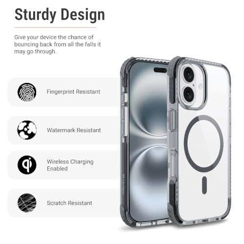 Image of DailyObjects Polycarbonate Case for iPhone 16 Compatible with Mag-Safe Wireless Charging | Reflex Magsafe Shield Slim Shockproof Back Cover, Transparent