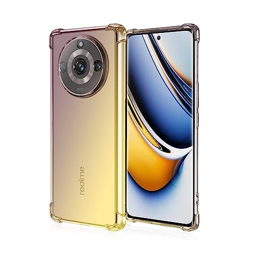 Topme Funda para Teléfono para Realme 11 Pro/Realme 11 Pro+ / Realme 11 ProPlus (6.7' Inches), Funda para Teléfono Móvil con Gradiente de Color Transparente de Silicona Suave de TPU - Oro Negro