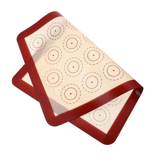 FUNNETOYU Tappetino da Forno in Silicone Rosso Macaron Antiscivolo Riutilizzabile Resistente al Calore per e Macaron Leggero e Facile da Pulire