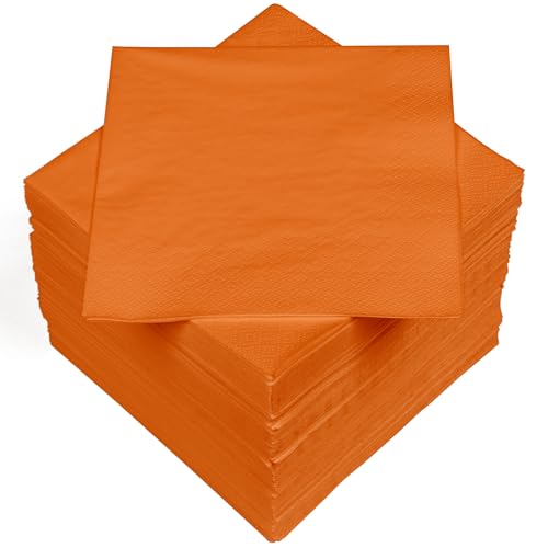 HEKU 30241-11 : Lot de 100 serviettes en papier monochromes triple épaisseur, 33 x 33 cm, orange