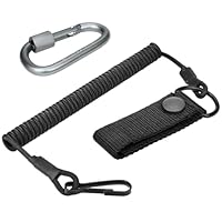 BESPOTCL Tactical Lanyard, Elastische Spiralkabel mit 2 Karabiner Elastisches Schlüsselband aus Paracord RSG Halterung Polizei RSG Sicherung für Rettungsschere Taschenlampe Schlüssel usw. Schwarz