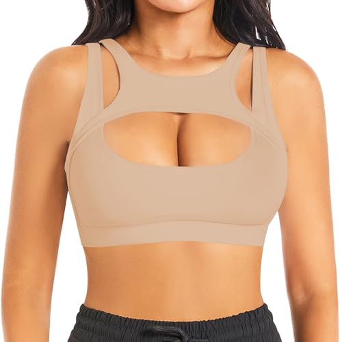 Image of Betaven Push up Sports Bra for Women Sexy Hollow Crop Tops with Removable Cups Workout Fitness Yoga Bra Medium Support